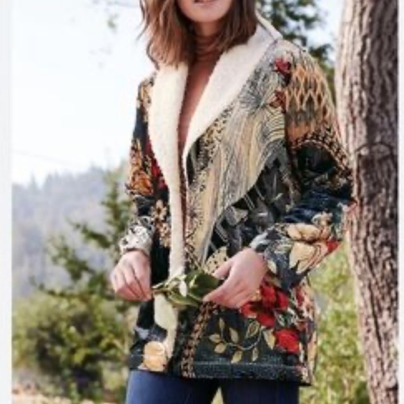 Soft surroundings Innsbrook Velvet Jacket Faux Shearling Lined Pockets - Picture 1 of 7